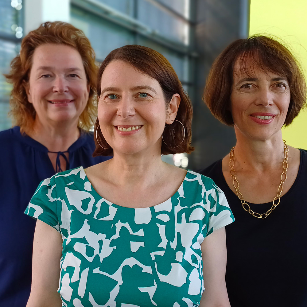 The re-elected German Representatives of the EUPRIO Steering Committee, Kerstin Lauer (left) and Marita Müller, together with the new President of the German Association for University Communications Katja Bär (Middle)